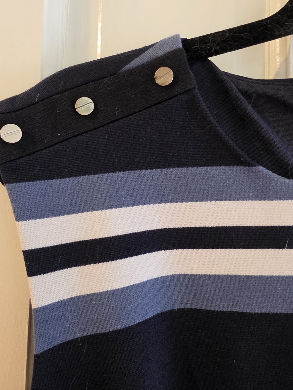 MICHAEL Michael Kors Navy, Light Blue & White Striped Midi Sheath Dress - Picture 2 of 5